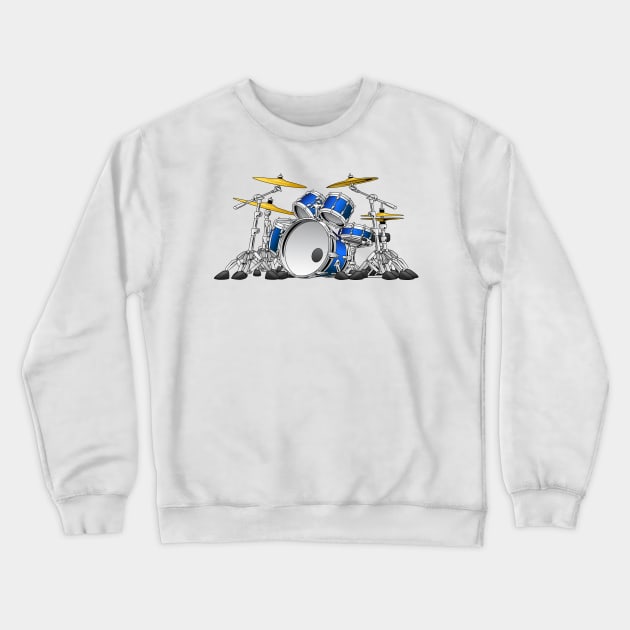 5 Piece Drum Set Cartoon Crewneck Sweatshirt by hobrath